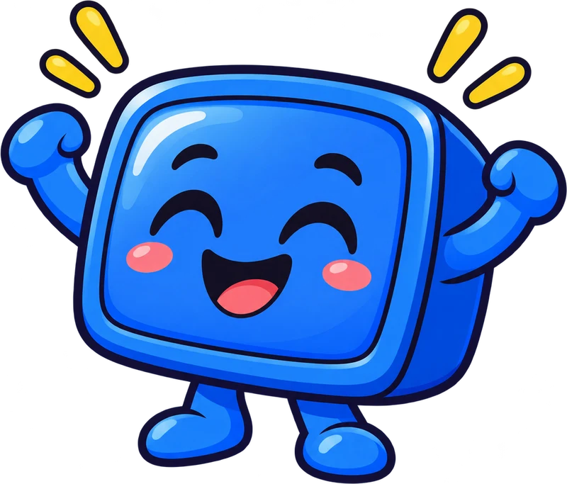 The mascot cheering with both arms up.